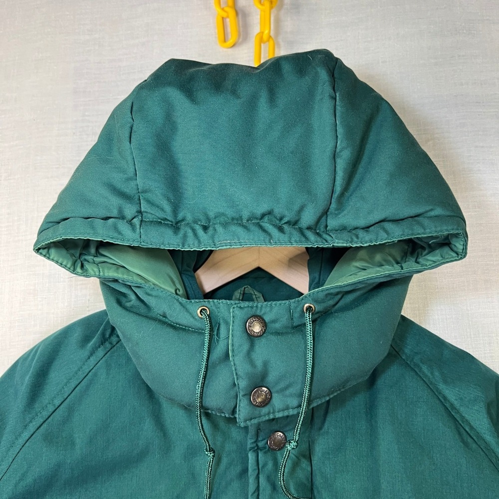 VTG Cabelas Hunting Parka Puffer Mens M Jacket USA Green Heavy Down Quilted Hood - Picture 12 of 12